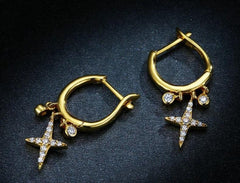 Gold Star Hoop Earrings