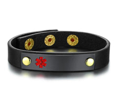 Leather Medical Alert ID Bracelet