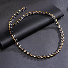 Men's Gold Black Titanium Magnetic Therapy Necklace