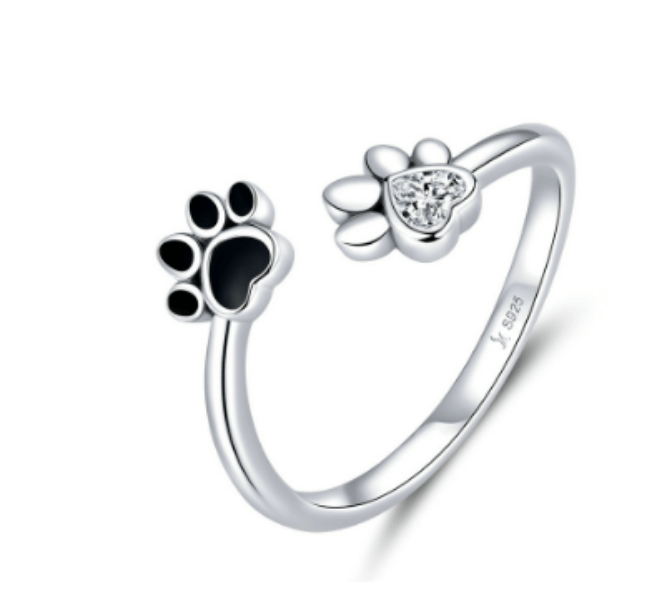 Silver Paw Print Ring