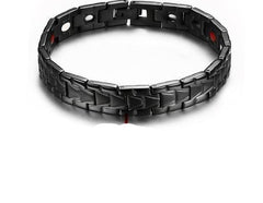 Mens Wide Link Bracelet in Pure Black, Silver and Gold