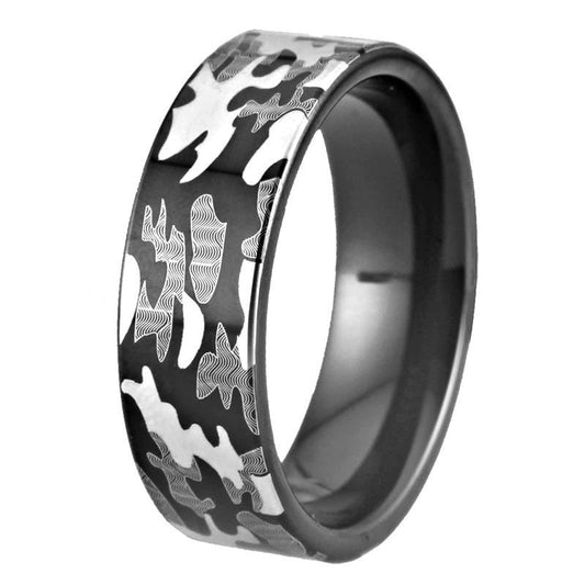 Tungsten Black Camo Ring