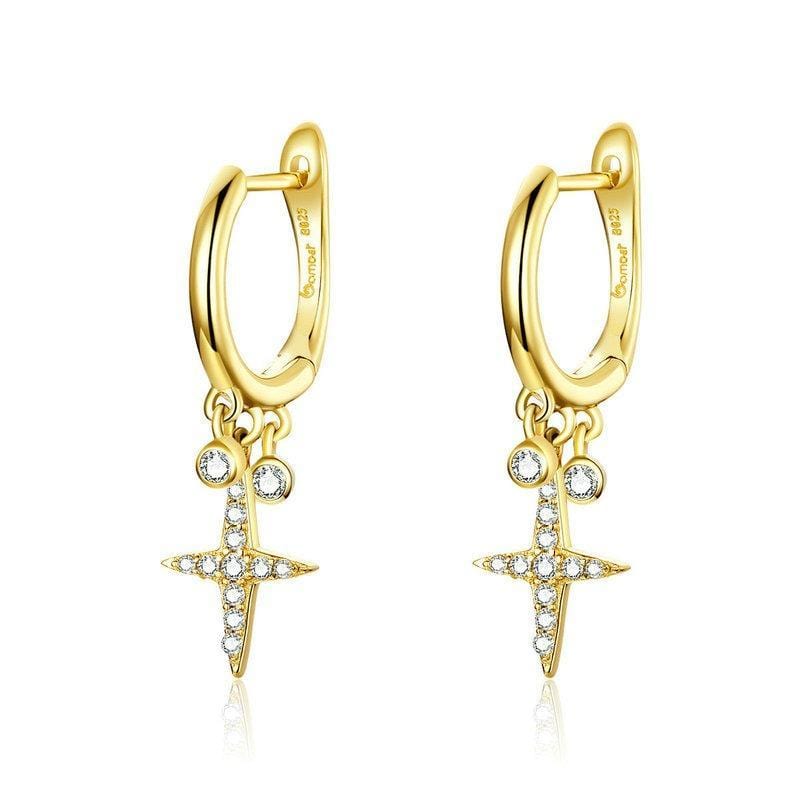 Gold Star Hoop Earrings