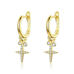 Gold Star Hoop Earrings