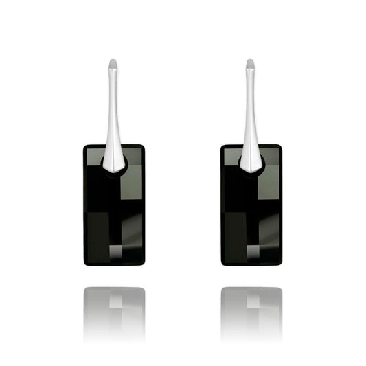  Silver Leverback Jet Earrings 