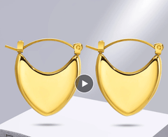 Gold Heart Hoop Earrings for Women