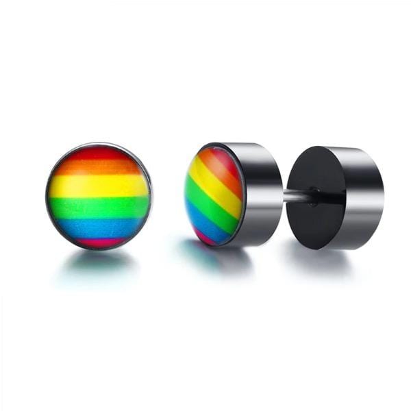 LGBT Pride  Black  Steel  Rainbow Earrings