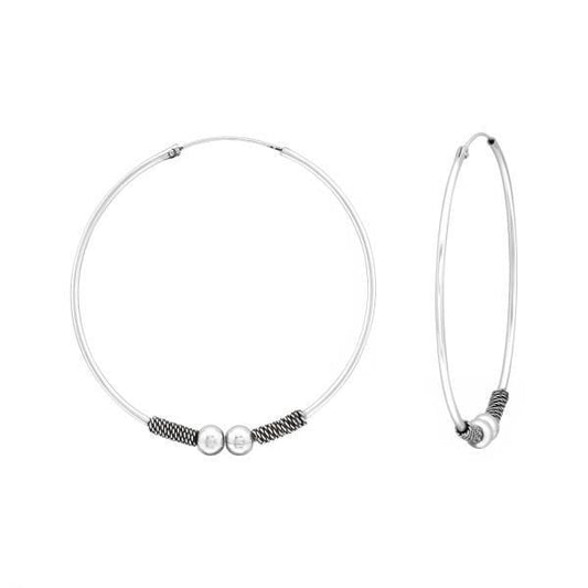 Silver Large Bali Hoops