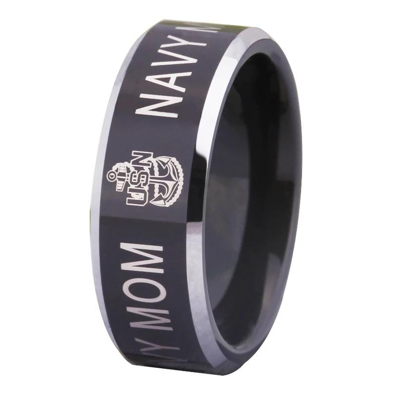 Tungsten Navy Mom Ring