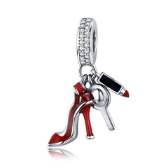 Silver and Red Shoe Charm