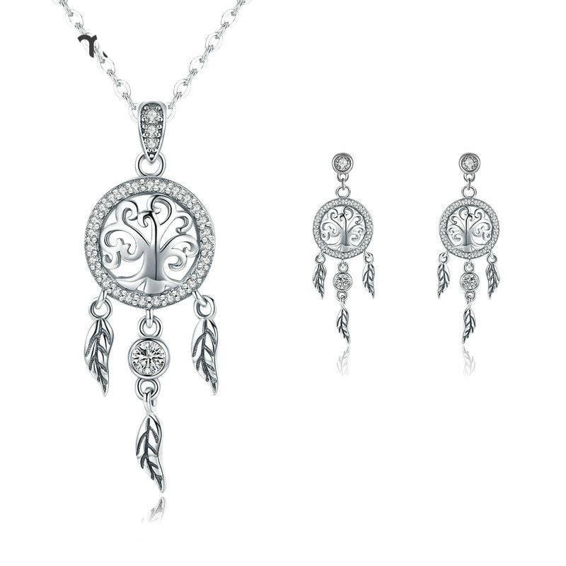 Silver Dream Catcher Jewelry Set