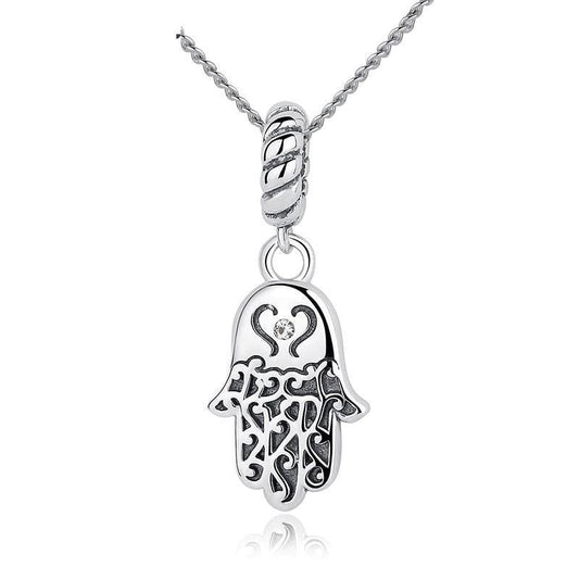 Sterling Silver Lucky Hamsa Pendant Necklace