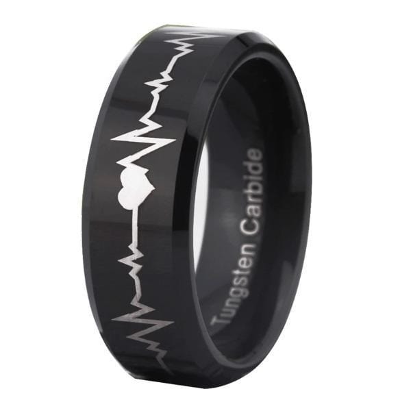 Tungsten Love Heartbeat Ring