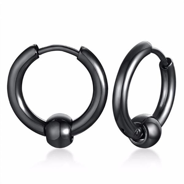 Steel  Black Hoop Earrings