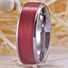 Tungsten Red and Silver Wedding Band