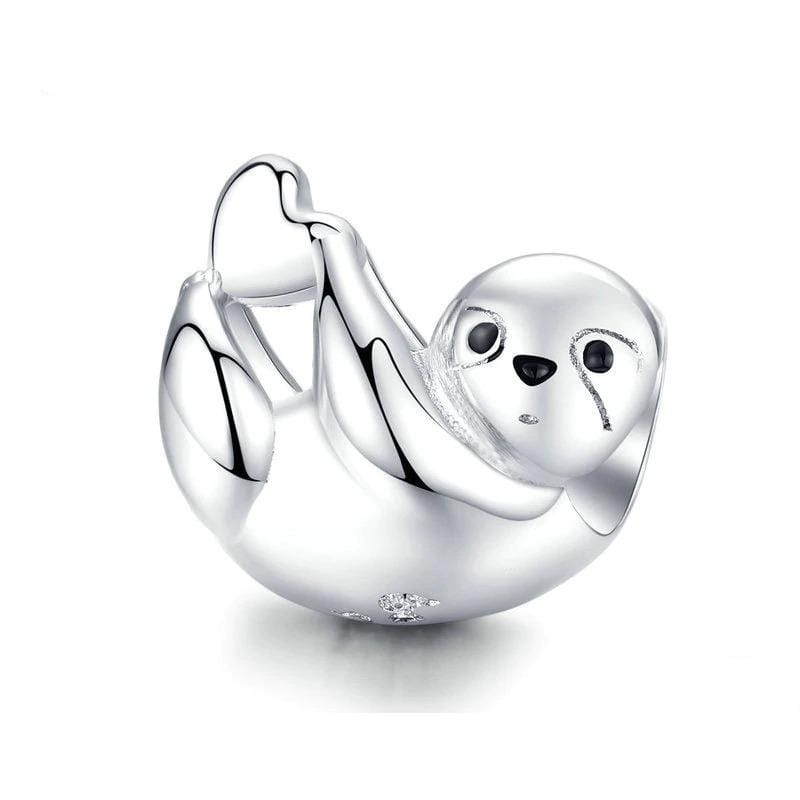 Lazy Sloth Silver Charm