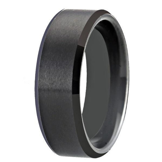 Tungsten Black Wedding Band with Metallic Bordering