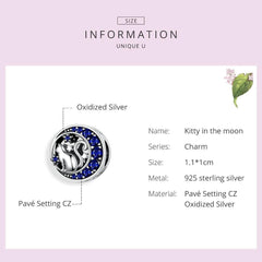 Sterling Silver Moon Cat Charm