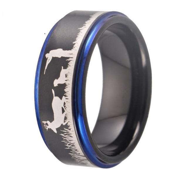 Tungsten Blue Deer Hunting Ring