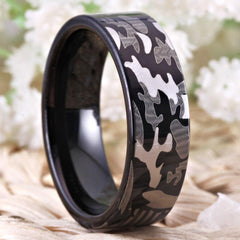 Tungsten Black Camo Ring