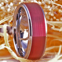 Tungsten Red and Silver Wedding Band