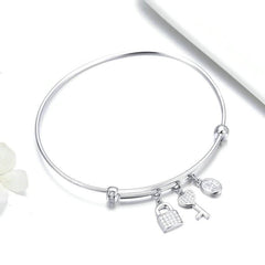 Silver Key and Lock Bangle