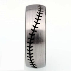 Tungsten Silver Matte Baseball Ring