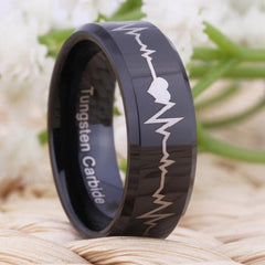 Tungsten Love Heartbeat Ring