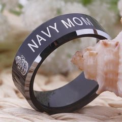 Tungsten Navy Mom Ring