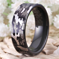 Tungsten Black Camo Ring