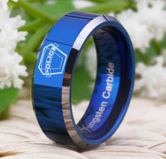 Tungsten Blue Police Ring