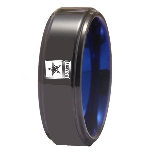 Tungsten Blue Military Ring