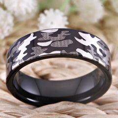 Tungsten Black Camo Ring