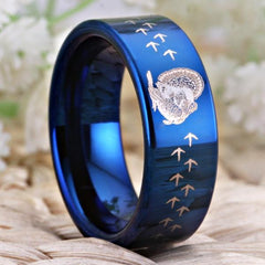 Tungsten Blue Turkey Track Tungsten Band