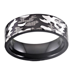 Tungsten Black Camo Ring