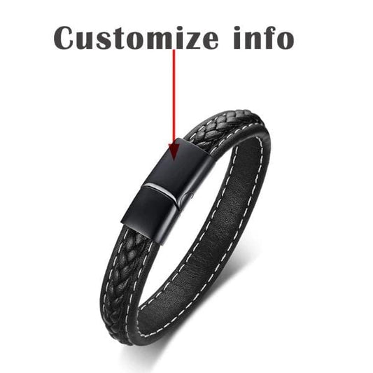 Personalised Leather Bracelet for Men