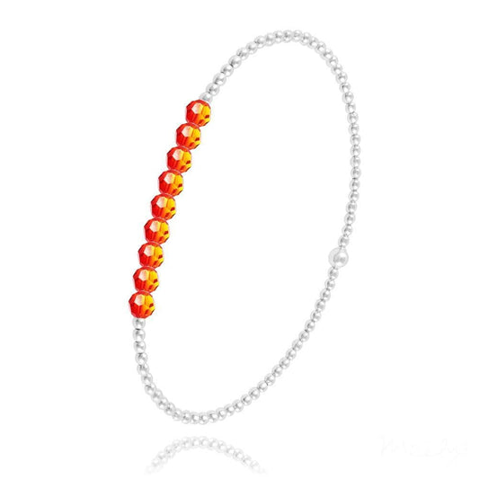 Silver Bracelet Fire Opal Swarovski Crystal