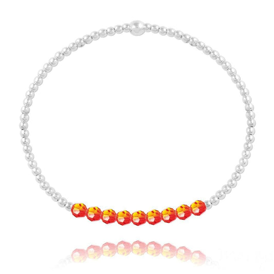 Silver Bracelet Fire Opal Swarovski Crystal