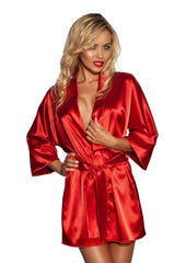 Luxury Satin Dressing Gown - red