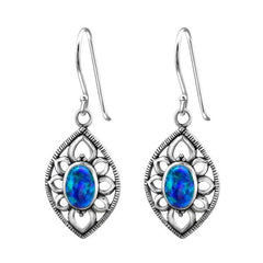 Silver Marquise Opal Earrings