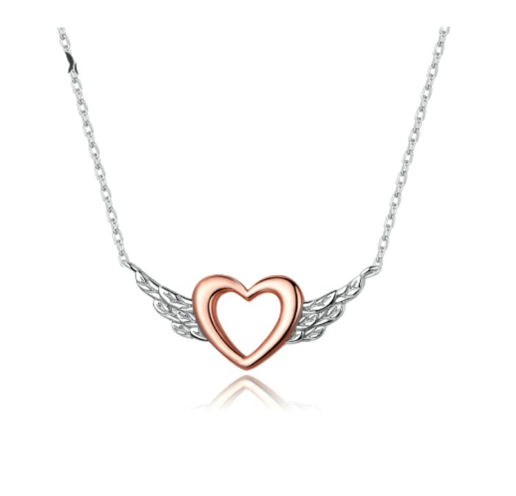 Heart Wing Silver Rose Gold Necklace