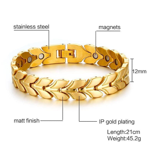 Gold Stainless Steel Magnetic Bracelet  Arthritis