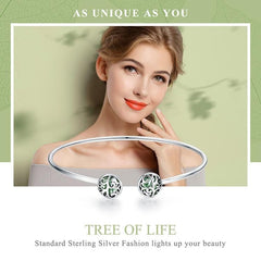 Silver Tree of Life Open Cuff Bangle Bracelet