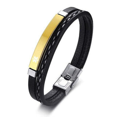 Gold Leather Medical Alert ID Bracelet