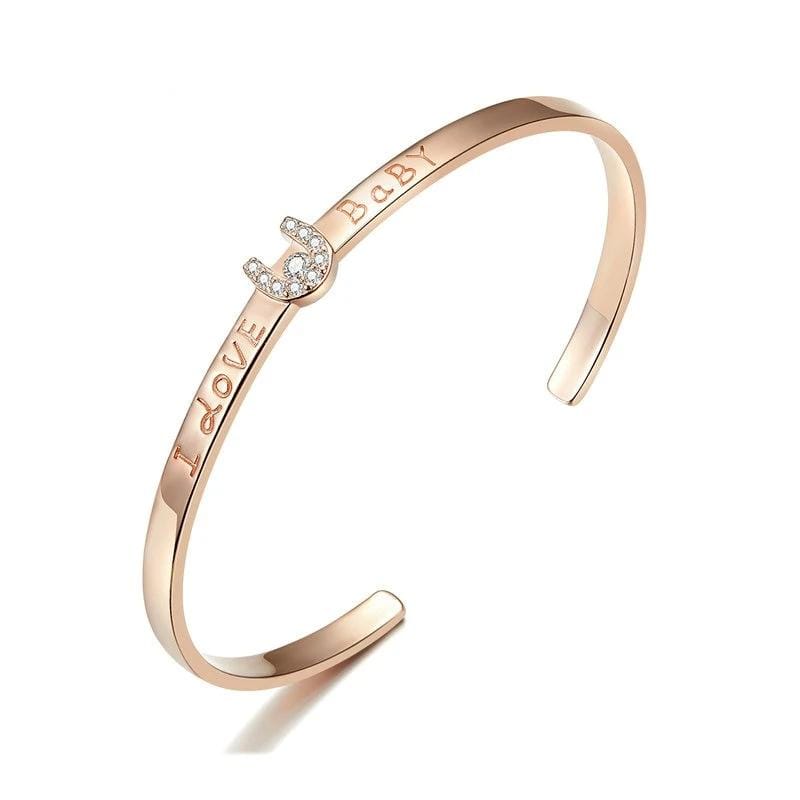 Silver Rose Gold Wedding Bangle Bracelet