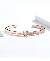 Silver Rose Gold Wedding Bangle Bracelet