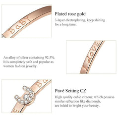 Silver Rose Gold Wedding Bangle Bracelet