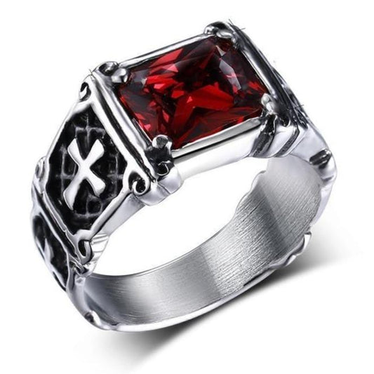 Mens Edgy Cross Ring