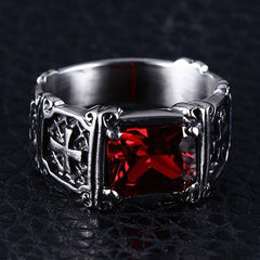 Mens Edgy Cross Ring