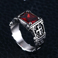 Mens Edgy Cross Ring